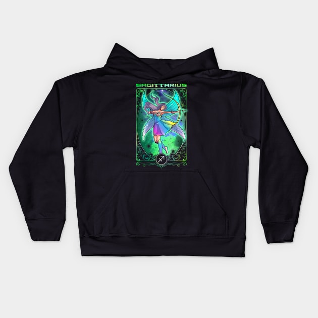 Horoscope: Sagittarius Fairy Kids Hoodie by EPDesignStudio